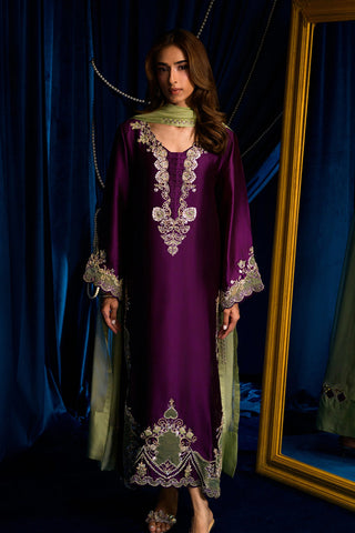 HADIZOUTFIT NEW PURPLE KAAFTAN STYLE SILK PARTY WEAR DGEZ- 267