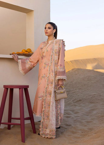 CRIMSON NEW PEACH CHIKANKARI LUXURY LAWN COLLECTION