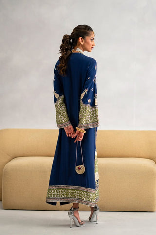 HADIZOUTIFT NEW BLUE RAW SILK PARTY WEAR FZZZ-011