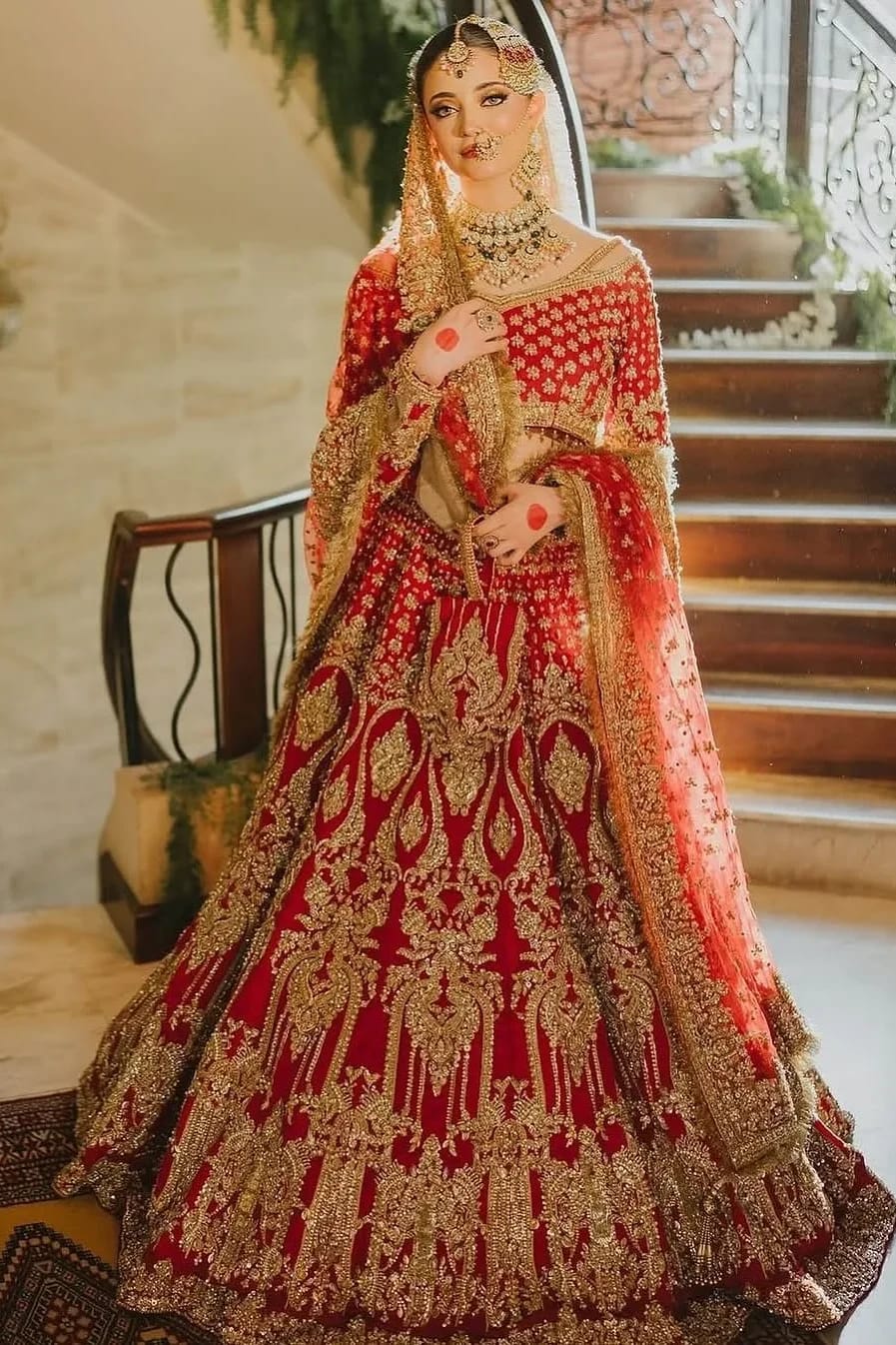 MAHA WAJAHAT NEW RED CHIFFON BRIDAL WEAR MAXI