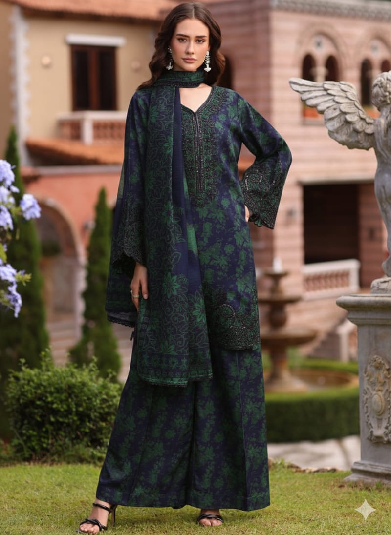MOHAGNI NEW BLACK&GREEN PRINTED LUXURY LAWN COLLECTION (Copy)