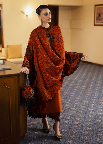 HUSSAIN REHAR NEW RUST CHIFFON PARTY WEAR