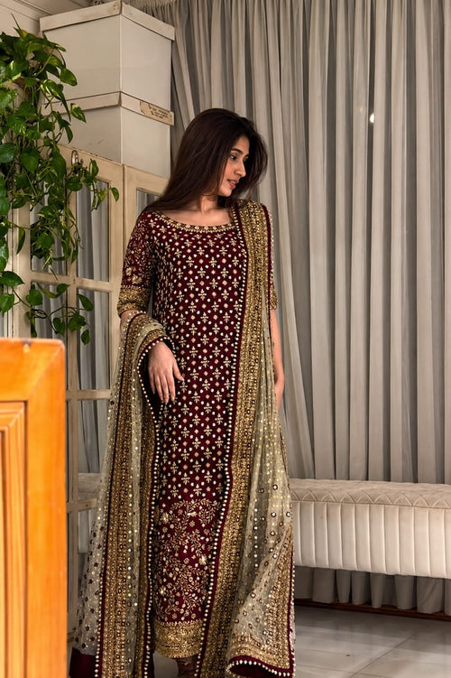 HARIS SHAKEEL NEW SHOCKING PINK CHIFFON PARTY WEAR