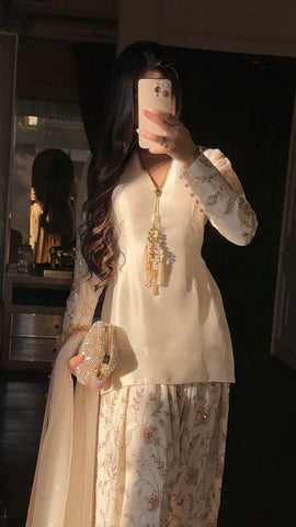 ZAINAB SHAMSI NEW WHITE RAW SILK PARTY WEAR EBEZ-091