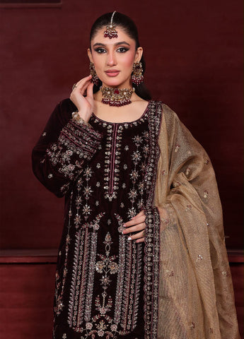 HADIZOUTFIT NEW MAROON VELVET PARTY WEAR HZZZ - 249