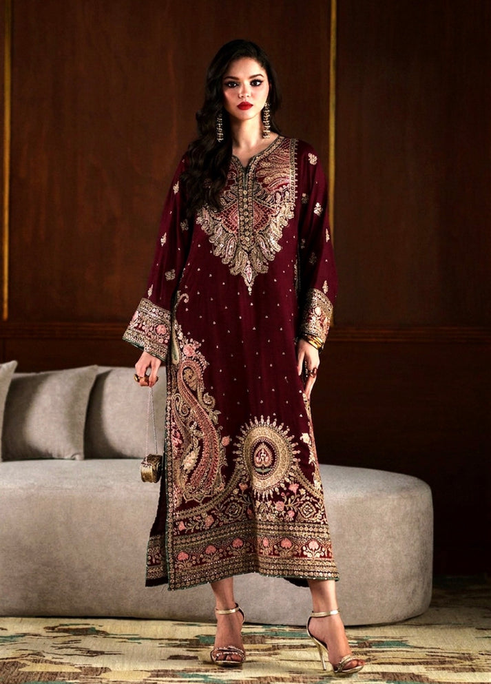 ETHNC NEW MEHROON RAW SILK PARTY WEAR FZZZ-120