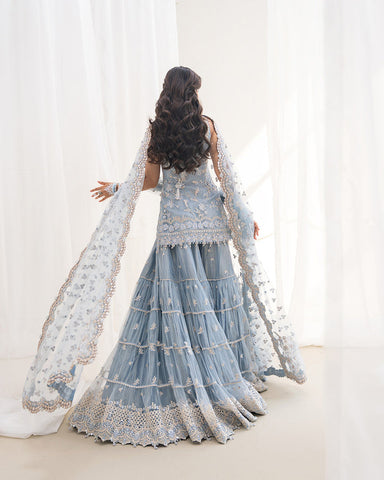 FAIZA SAQLAIN NEW NET PARTY WEAR GHARARA IGEZ-070