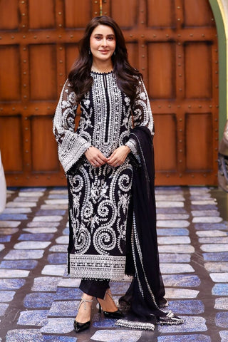 BAROQUE NEW BLACK CHIFFON PARTY WEAR