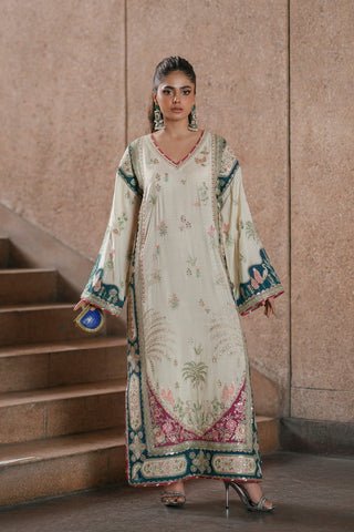 ETHNC NEW KAAFTAN STYLE RAWSILK PARTY WEAR FEZZ-025