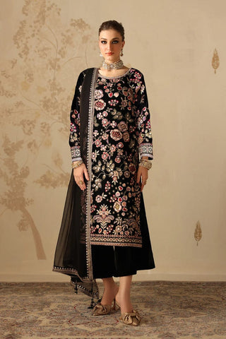 BAROQUE NEW JET BLACK VELVET PARTY WEAR