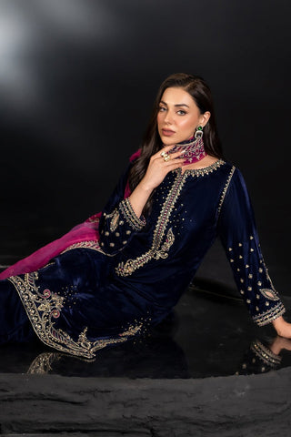 NAQSHI BLUE VELVET PARTY WEAR