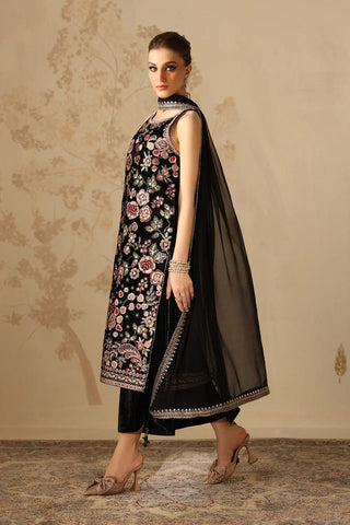 BAROQUE NEW JET BLACK VELVET PARTY WEAR