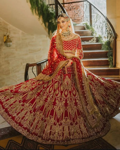 MAHA WAJAHAT NEW RED CHIFFON BRIDAL WEAR MAXI