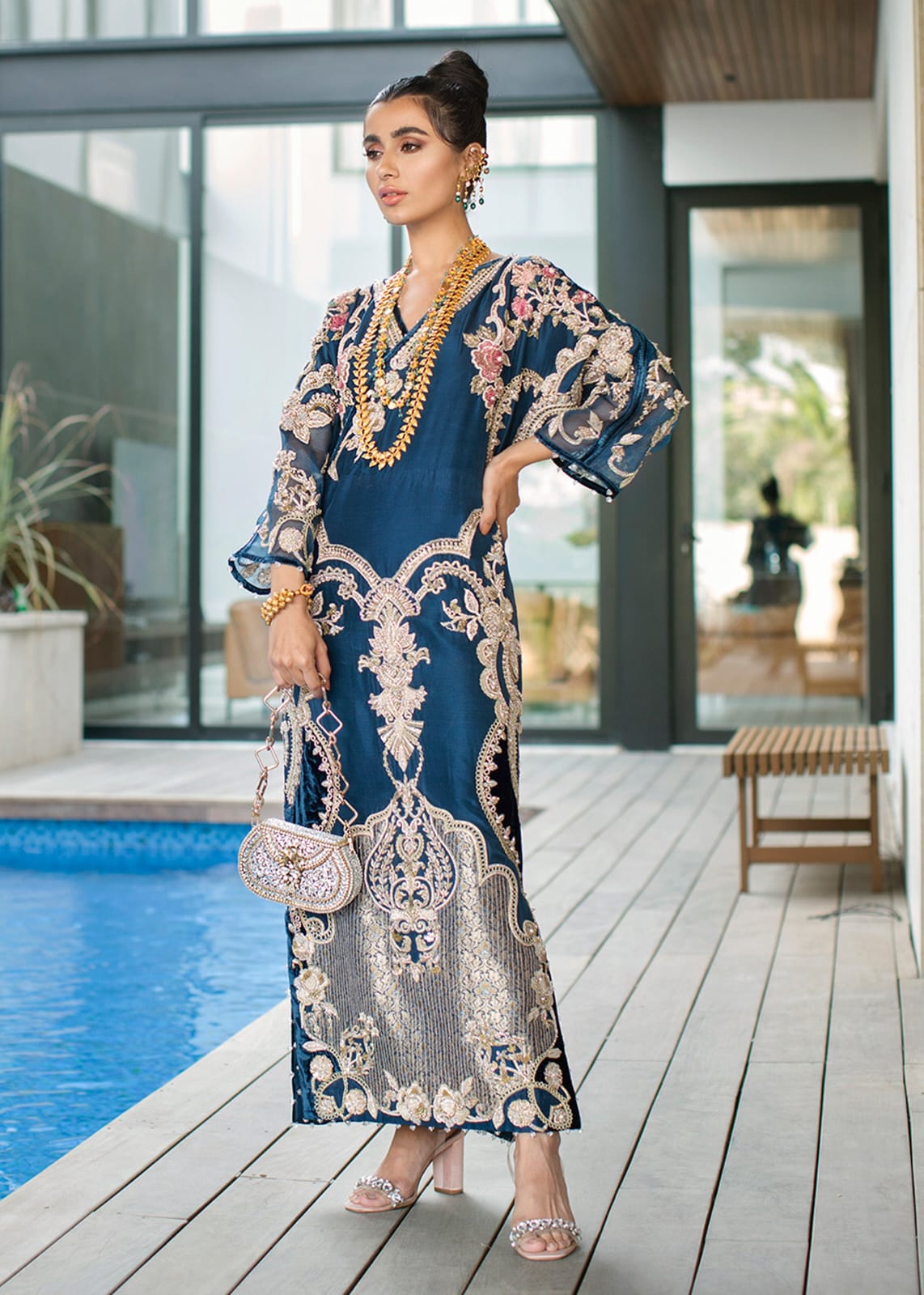 SAIRA SHAKIRA NEW BLUE SILK PARTY WEAR DBZZ-144