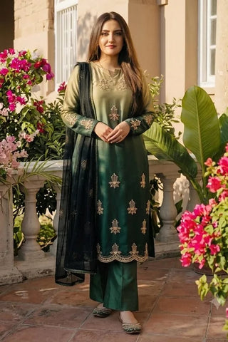 HADIZOUTFIT NEW MEHENDI TIE N DIE SILK PARTY WEAR CHZZ-059