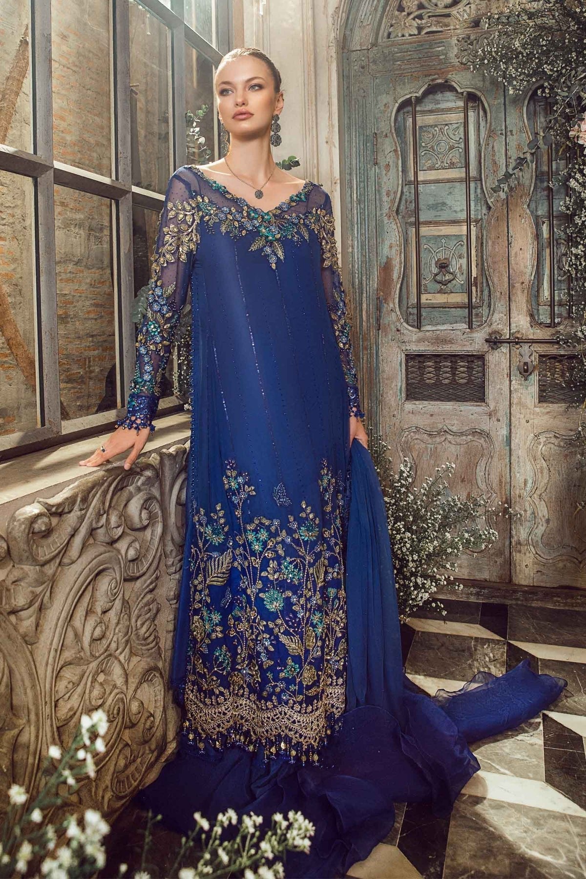 Maria B Blue Exclusive Formal Collection Chiffon Replica