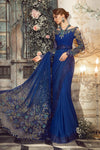 Maria B Blue Exclusive Chiffon Saree Replica