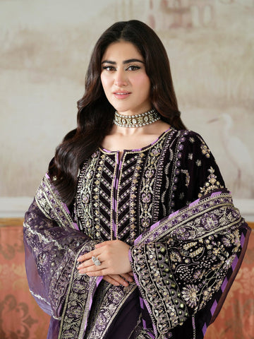 ANEELAS PURPLE NEW VELVET DRESS