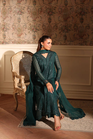 AZURE NEW BOTTLE GREEN CHIFFON PARTY WEAR