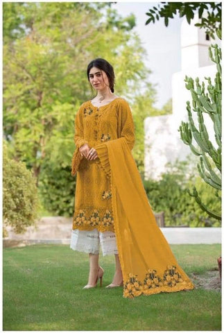 ZARQASH LAWN CHIKANKARI YELLOW