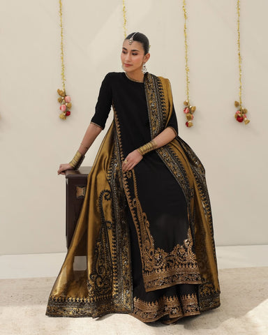 DYOT NEW JET BLACK SILK PARTY WEAR FZZZ-101