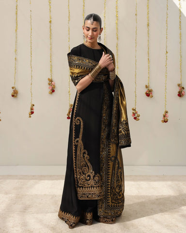 DYOT NEW JET BLACK SILK PARTY WEAR FZZZ-101