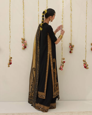 DYOT NEW JET BLACK SILK PARTY WEAR FZZZ-101
