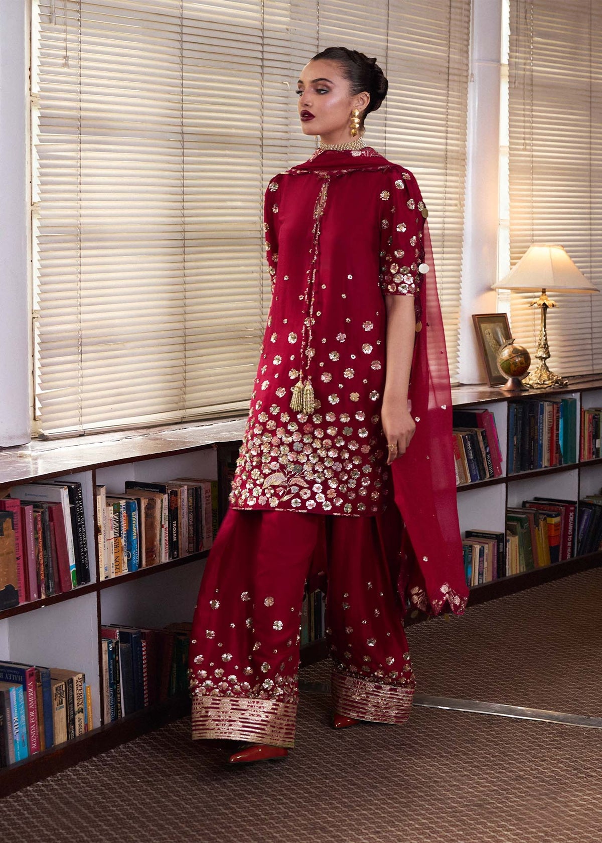HUSSAIN REHAR NEW RED SILK PARTY WEAR