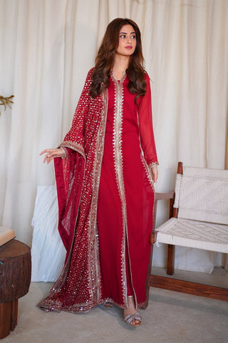 MEERAL RED FORMAL CHIFFON DRESS