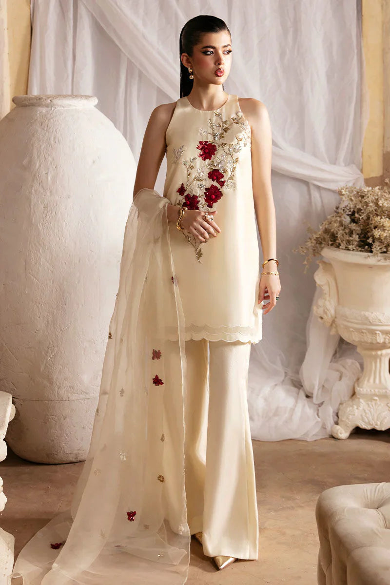 RABIA ZAHUR OFF WHITE SILK PARTY WEAR