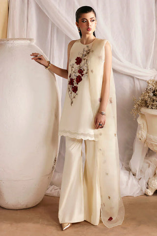 RABIA ZAHUR OFF WHITE SILK PARTY WEAR