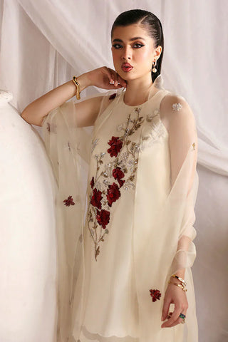 RABIA ZAHUR OFF WHITE SILK PARTY WEAR