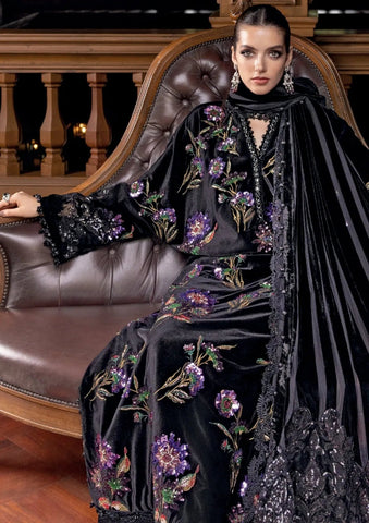 MARIA B NEW JET BLACK VELVET PARTY WEAR