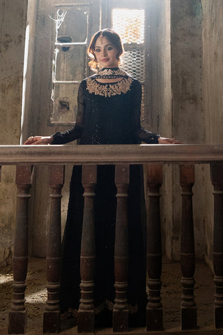 AZURE NEW JET BLACK CHIFFON PARTY WEAR