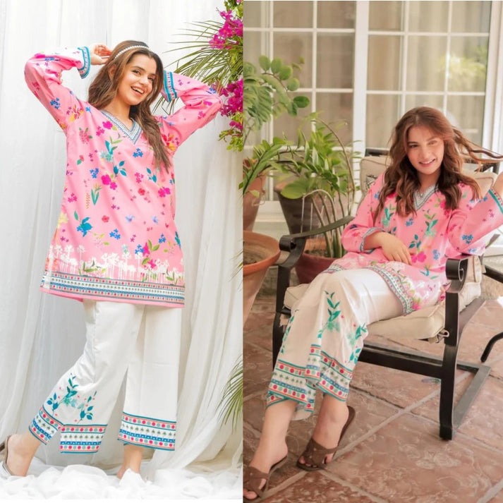 LULUSAR PINK NEW PRINTED SILK DRESS