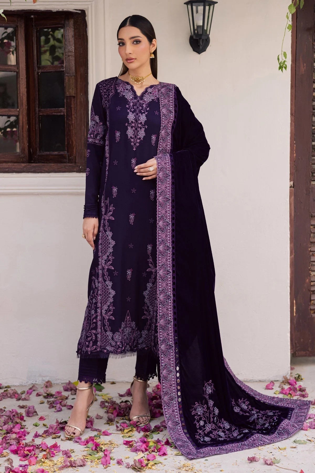 NUREH NEW PURPLE VELVET PARTY WEAR