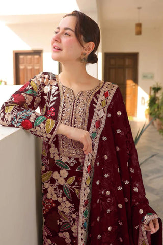 Haseen’s Mehnaaz Mehroon Luxury Collection Unstitched 9B