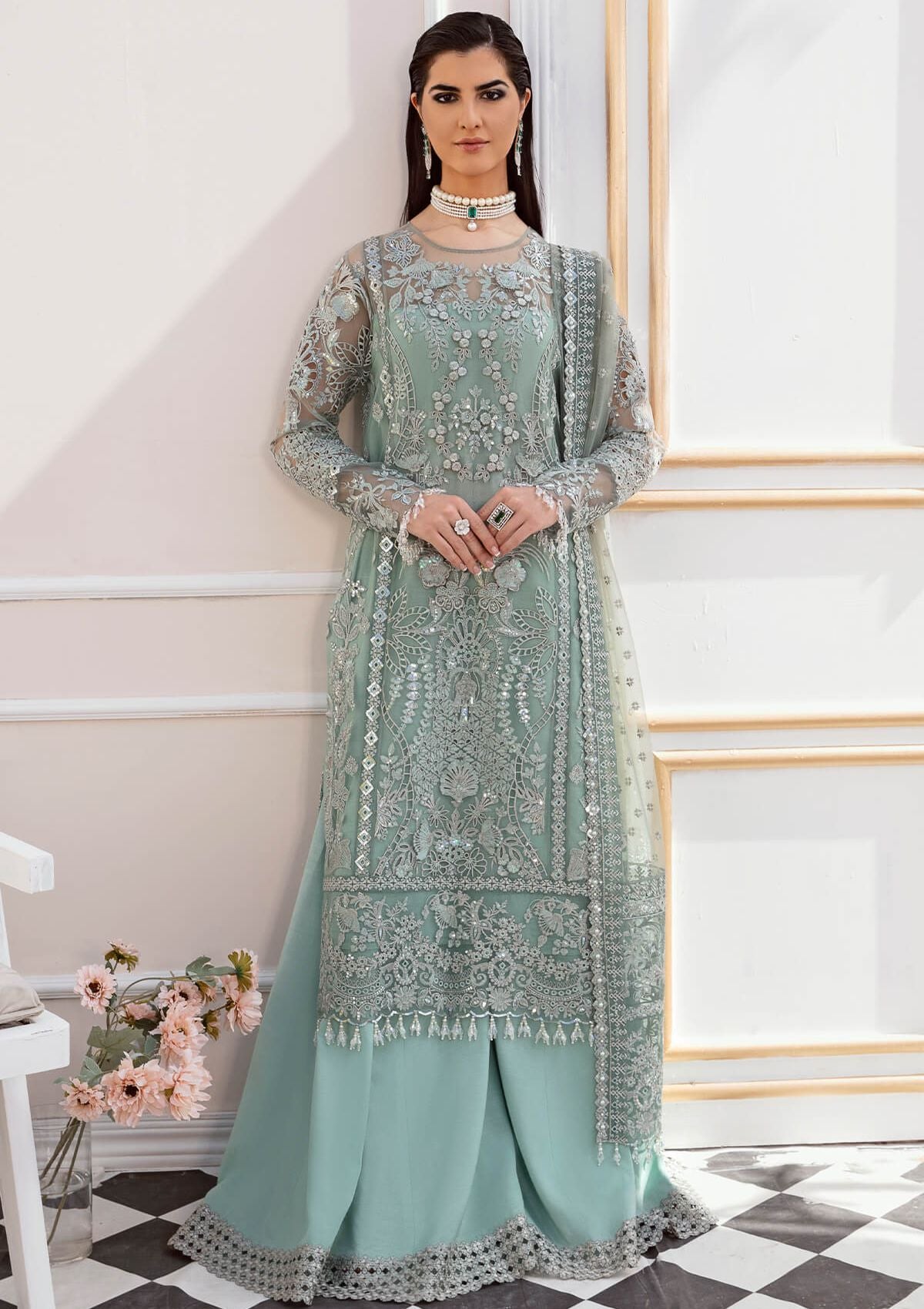 Imrozia Mint Formal Collection Net Gharara