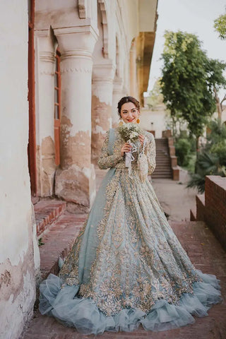 Faiza Saqlain Ice Blue Formal Net Collection