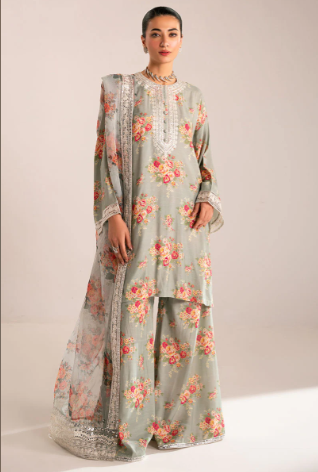 CROSS STITCH NEW PARTY WEAR SILK DRESS