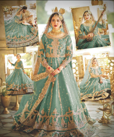 MAHA WAJAHAT NEW SEAGREEN BRIDAL WEAR MAXI