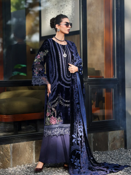 MARIA.B NEW BLUE VELVET PARTY WEAR