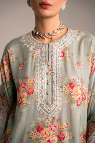 CROSS STITCH NEW PARTY WEAR SILK DRESS