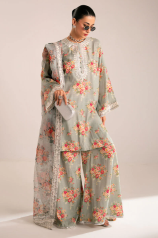 CROSS STITCH NEW PARTY WEAR SILK DRESS