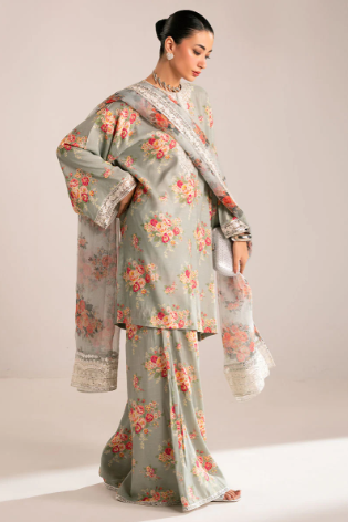 CROSS STITCH NEW PARTY WEAR SILK DRESS