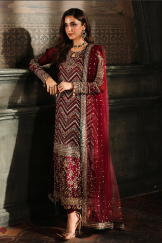 CHARIZMA NEW RED CHIFFON PARTY WEAR