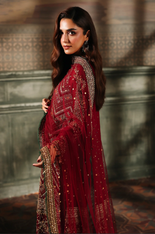 CHARIZMA NEW RED CHIFFON PARTY WEAR