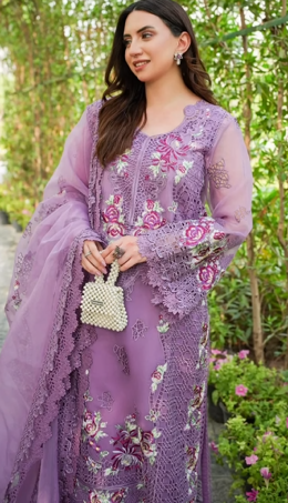 ANEELAS NEW LILAC ORGANZA PARTY WEAR