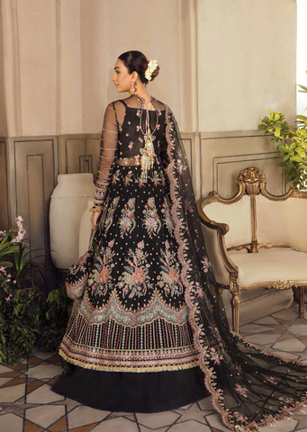 Afrozeh Black Bridal Collection Net Maxi