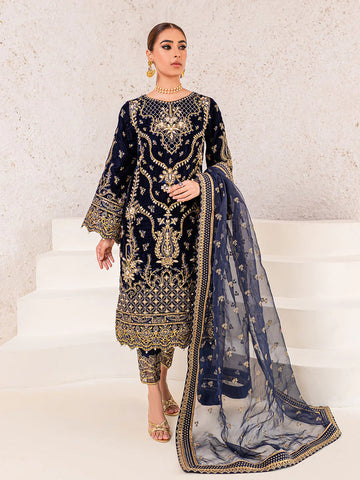 Gulaal Embroidered Velvet Suit - Unstitched 3 Piece - INSIYAH 03